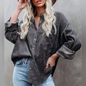Dark gray oversized, corduroy jacket, size medium